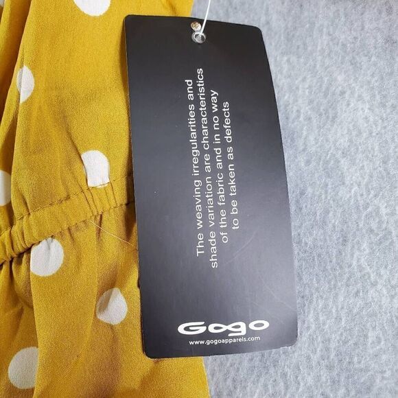 Hint Of Blush Dress Womens Large Yellow Polka Dot Tie Off Shoulder - Picture 5 of 10